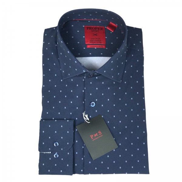 CAMISA PROPER AZUL DETALLES