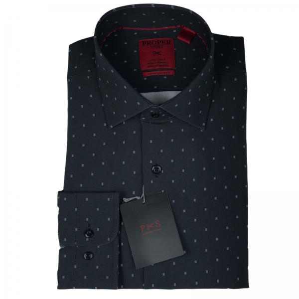 CAMISA PROPER NEGRO DETALLES