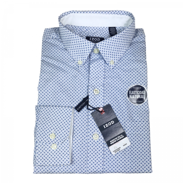 CAMISA IZOD CELESTE CON DETALLES AZULES