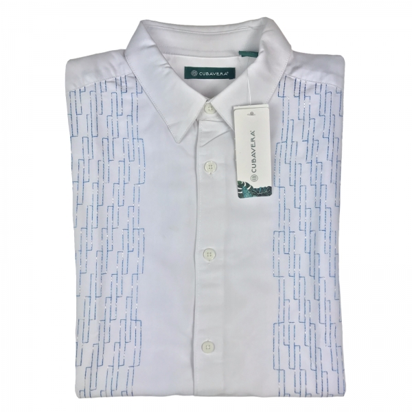 Guayabera MC Blanco detalles celestes