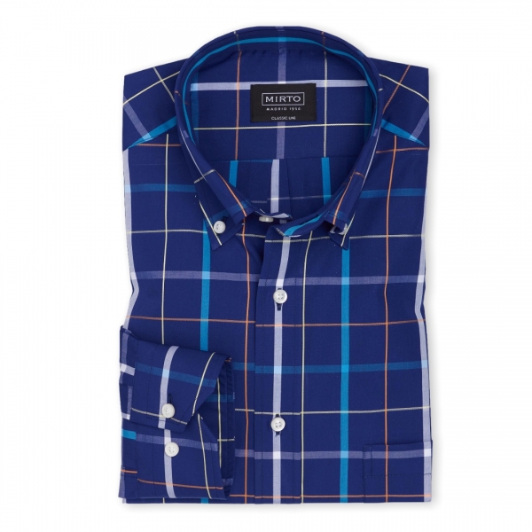 CAMISA MANGA LARGA AZUL MARINO CUADROS