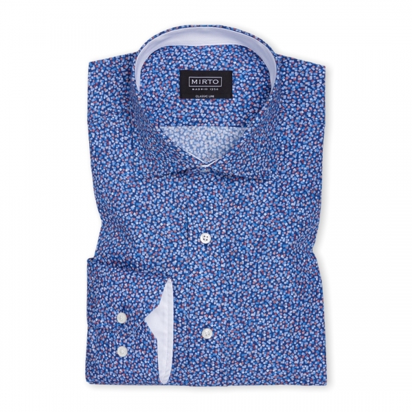 CAMISA MANGA LARGA AZUL MARINO ESTAMPADO