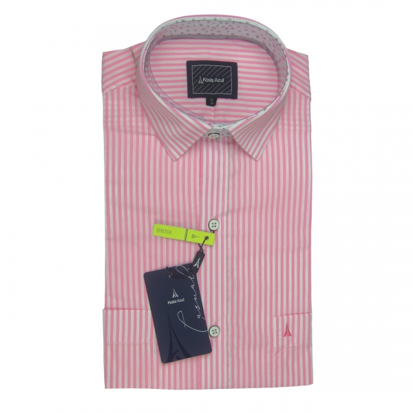 CAMISA MANGA CORTA RAYAS ROSADAS