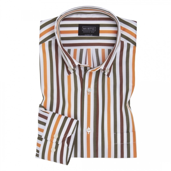 CAMISA MANGA LARGA RAYAS CAMEL