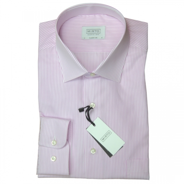 CAMISA MANGA LARGA RAYA ROSADA