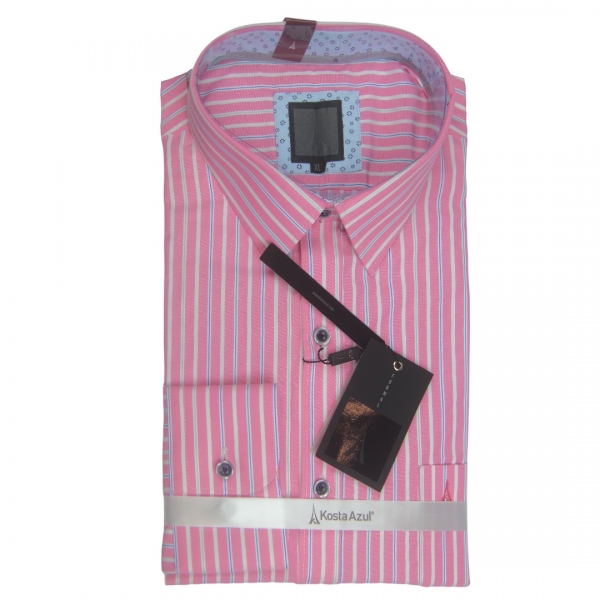 CAMISA MANGA LARGA RAYAS ROSADAS